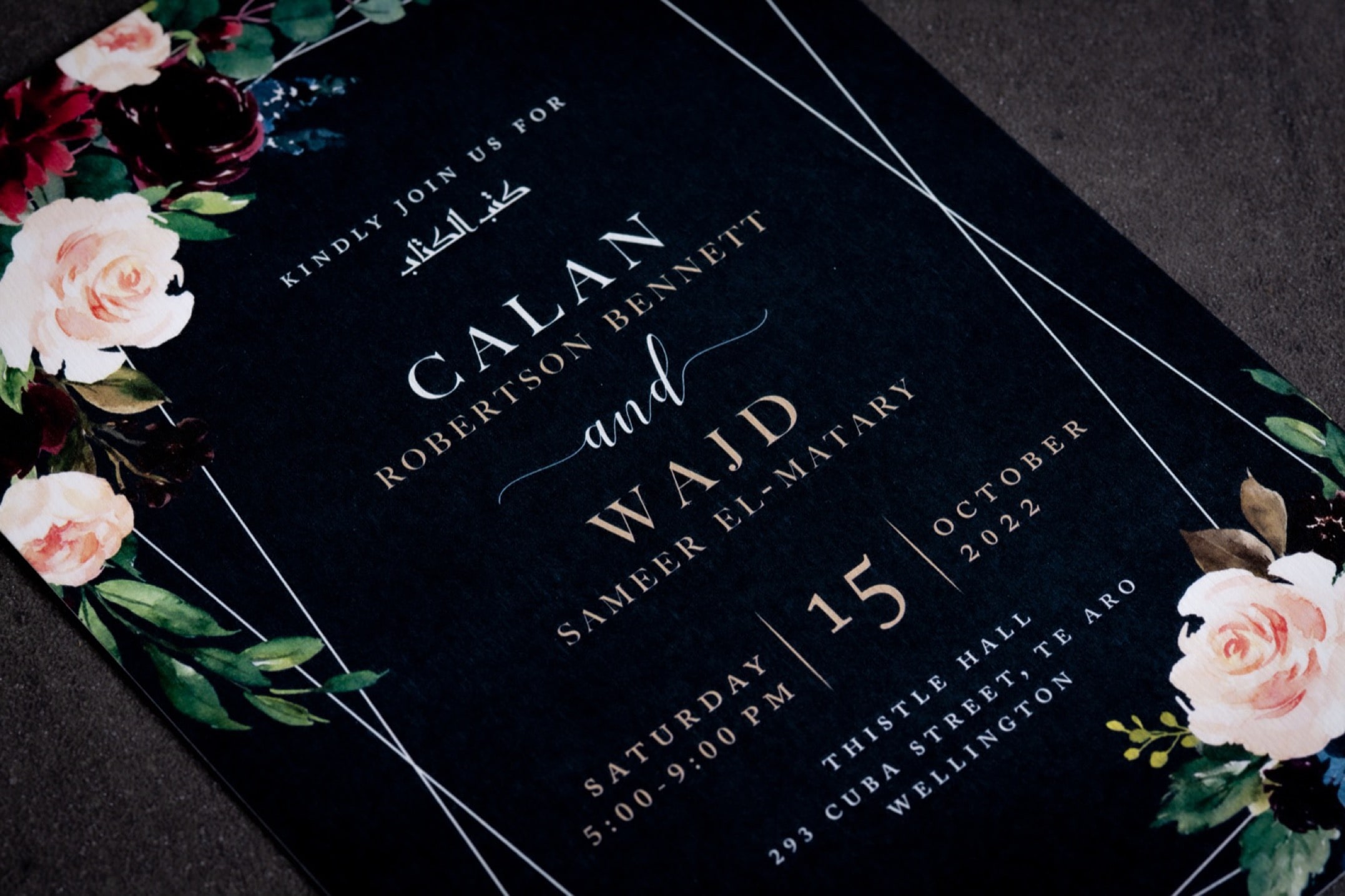 Calan and Wajd Wedding Invite: Timeless Elegance in Print