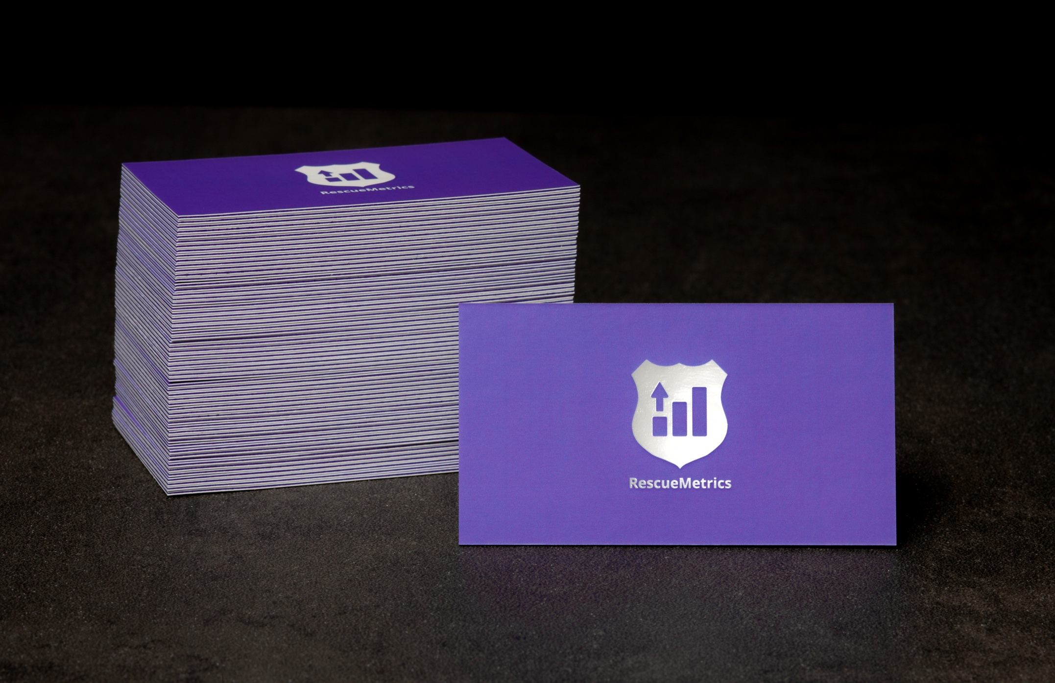 Elevating Impressions: RescueMetrics' Distinctive Triple-Mounted Business Cards