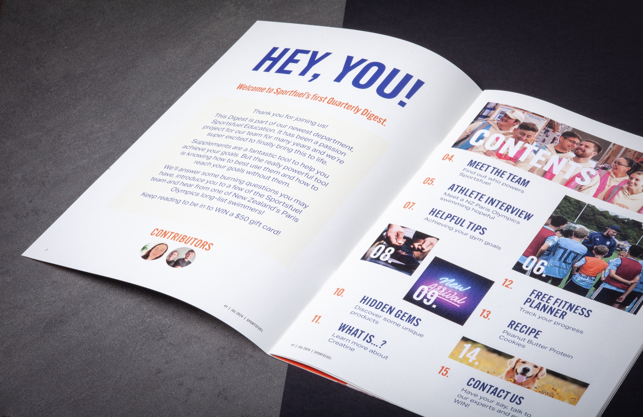 Photographs of the Sportsfuel Quarterly Digest. A 20-page self-cover booklet printed in full colour.