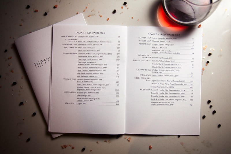 Printing the wine & bar menus for Hippopotamus