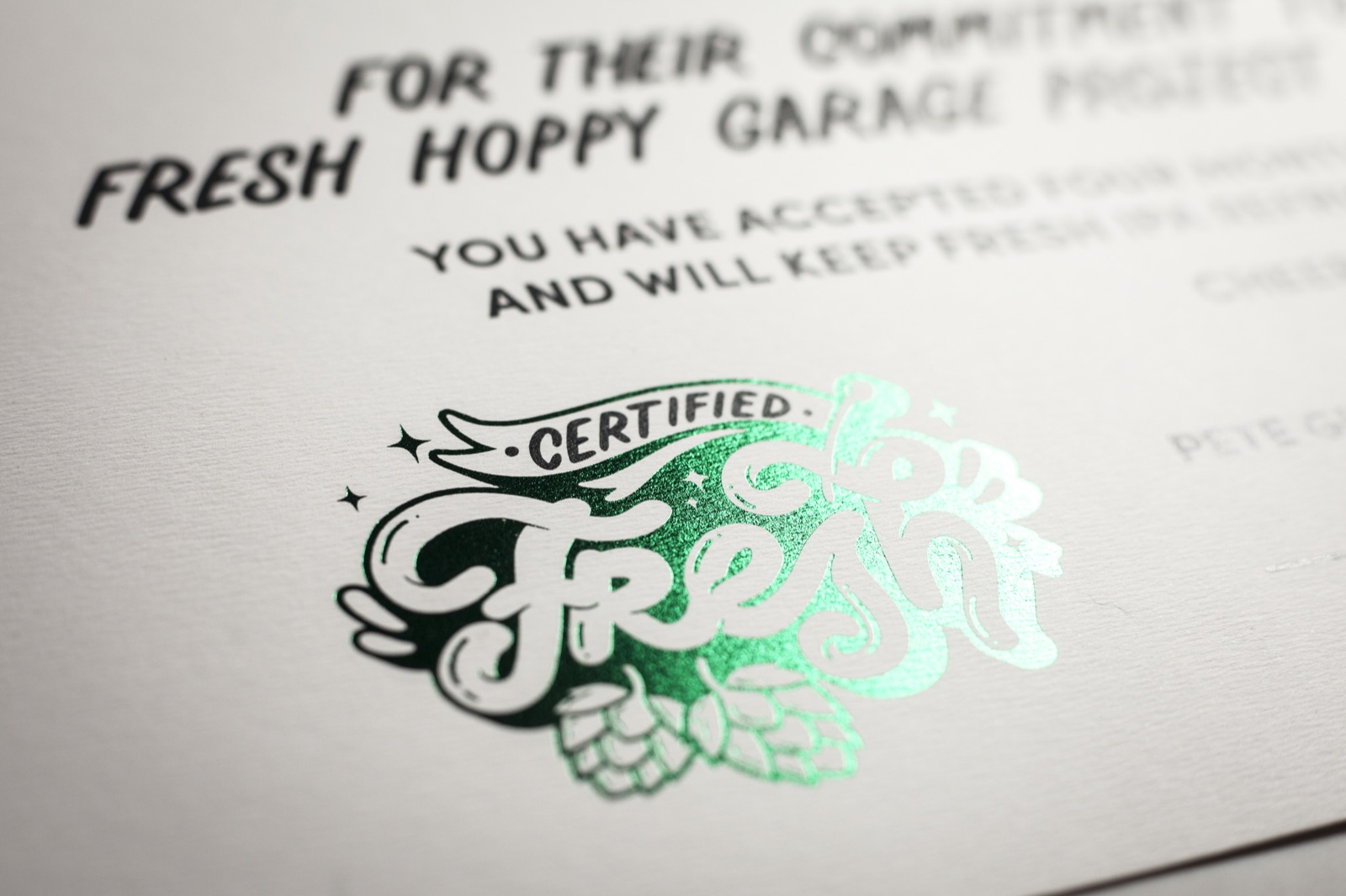 Printing Garage Project's certified fresh certificates.
