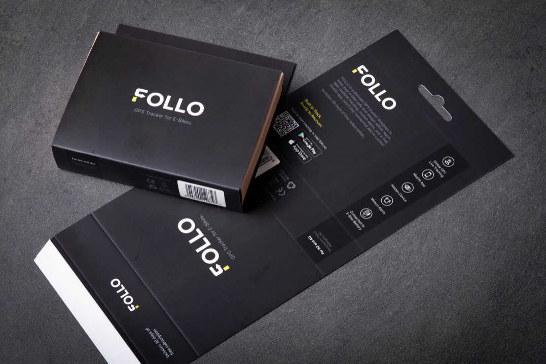 Custom printed carton sleeve / wrap with matte lamination and diecut hangsell slot for Follo GPS tracker, printed in Wellington by Colourcraft.
