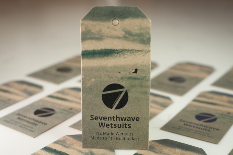 Printing wetsuit hang tags for Seventhwave Wetsuits